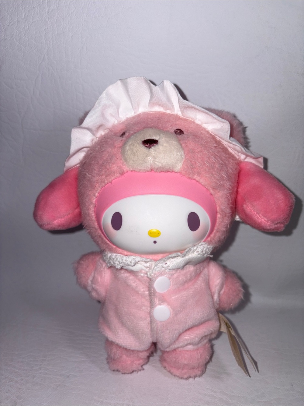 Sanrio x Top Toy My Melody Plush in Pink Bear Outfit with White Bonnet